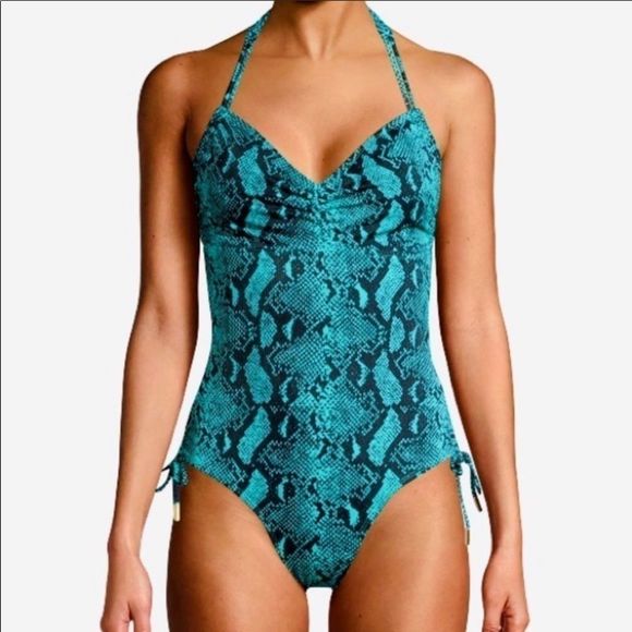 COPY - No Boundaries Green/Black Snake Skin Swimsuit - Picture 1 of 9